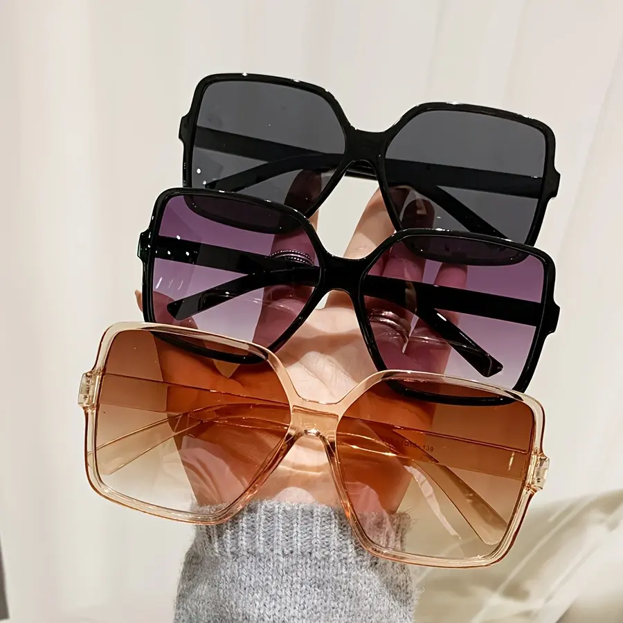 2PCS Brand Designer Fashion Oversized Sunglasses Women Plastic Female Big Frame Gradient Sun Glasses UV400 gafas de sol mujer