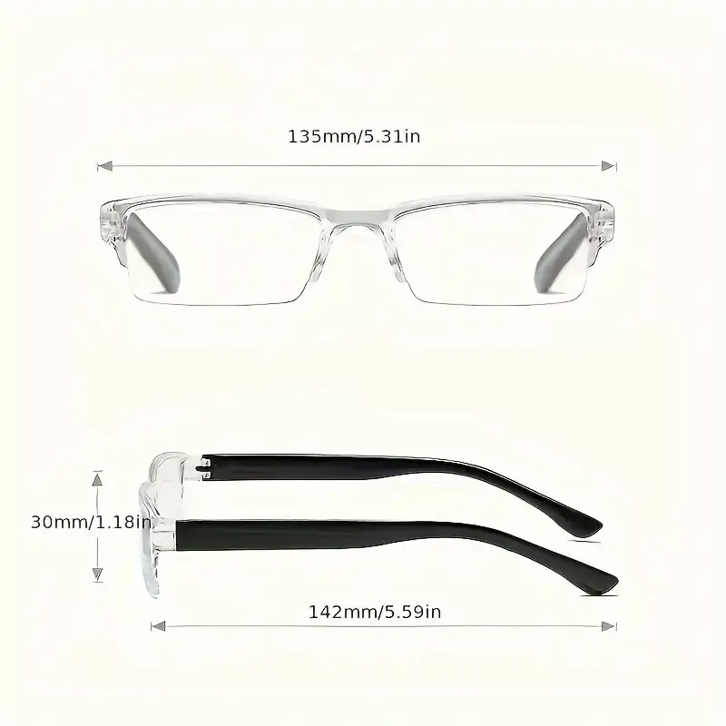 3pcs Reading Glasses Ultra-Light HD Reading Glasses for Men & Women - Stylish Square Frame, Portable Design, Adjustable