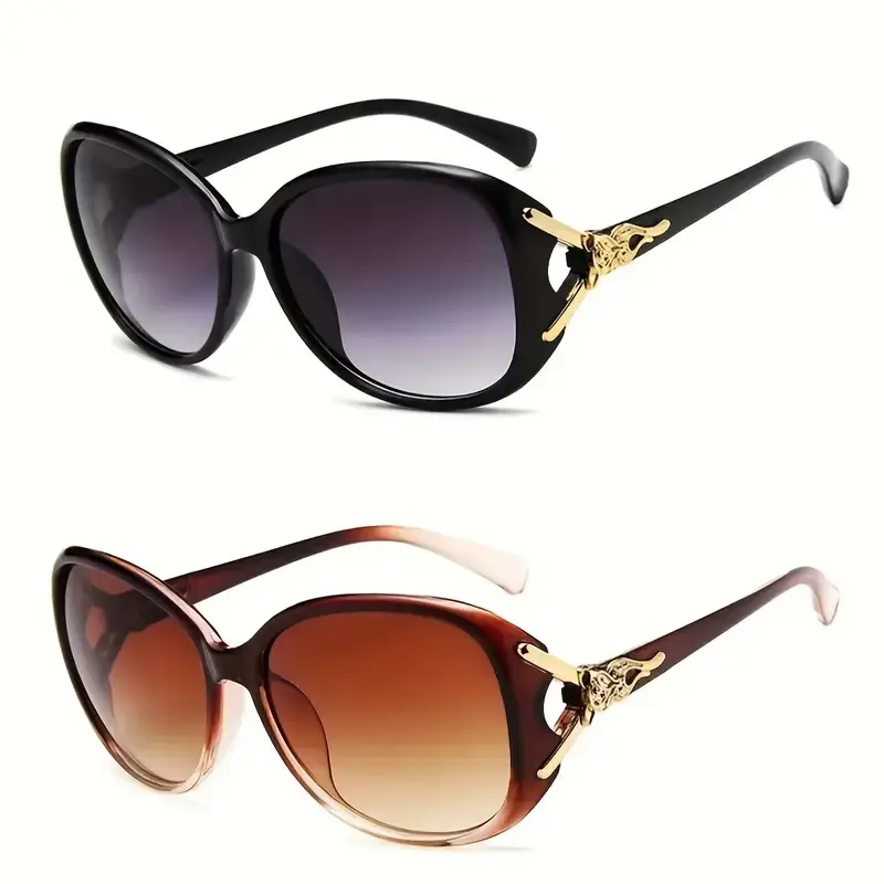 2PCS Fashion Oversized Sunglasses Women Plastic Female Big Frame Gradient Sun Glasses UV400 gafas de sol mujer