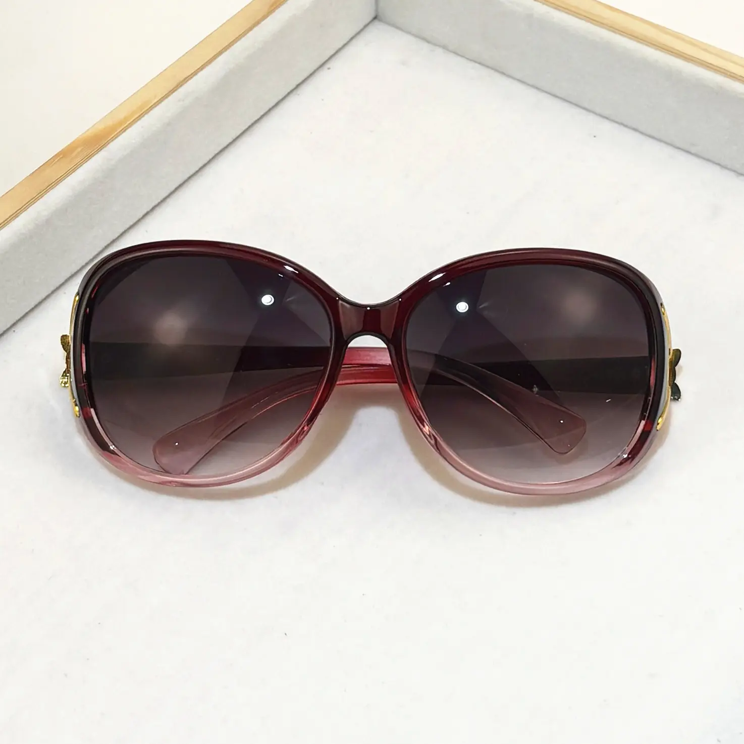 2PCS Fashion Oversized Sunglasses Women Plastic Female Big Frame Gradient Sun Glasses UV400 gafas de sol mujer