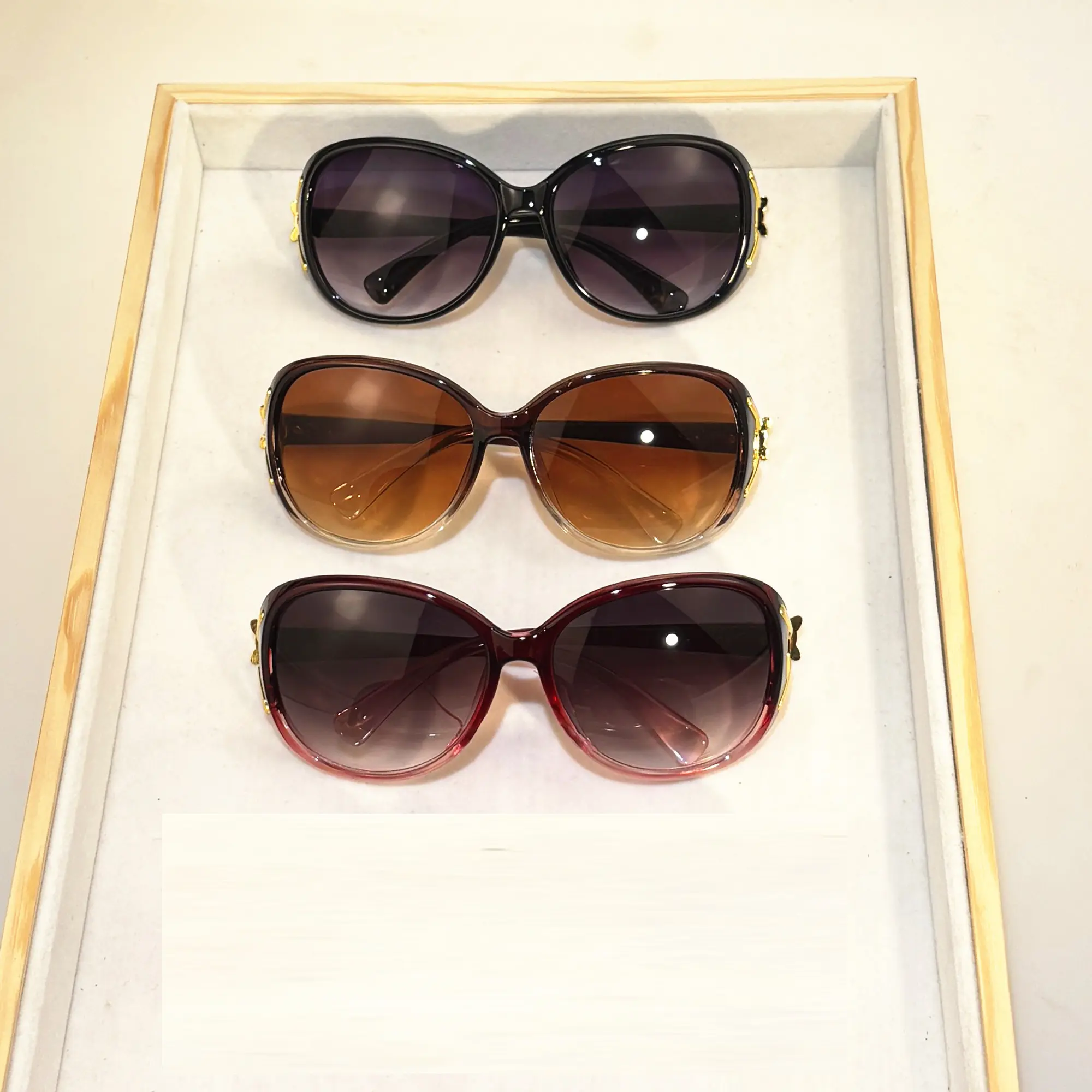 2PCS Fashion Oversized Sunglasses Women Plastic Female Big Frame Gradient Sun Glasses UV400 gafas de sol mujer