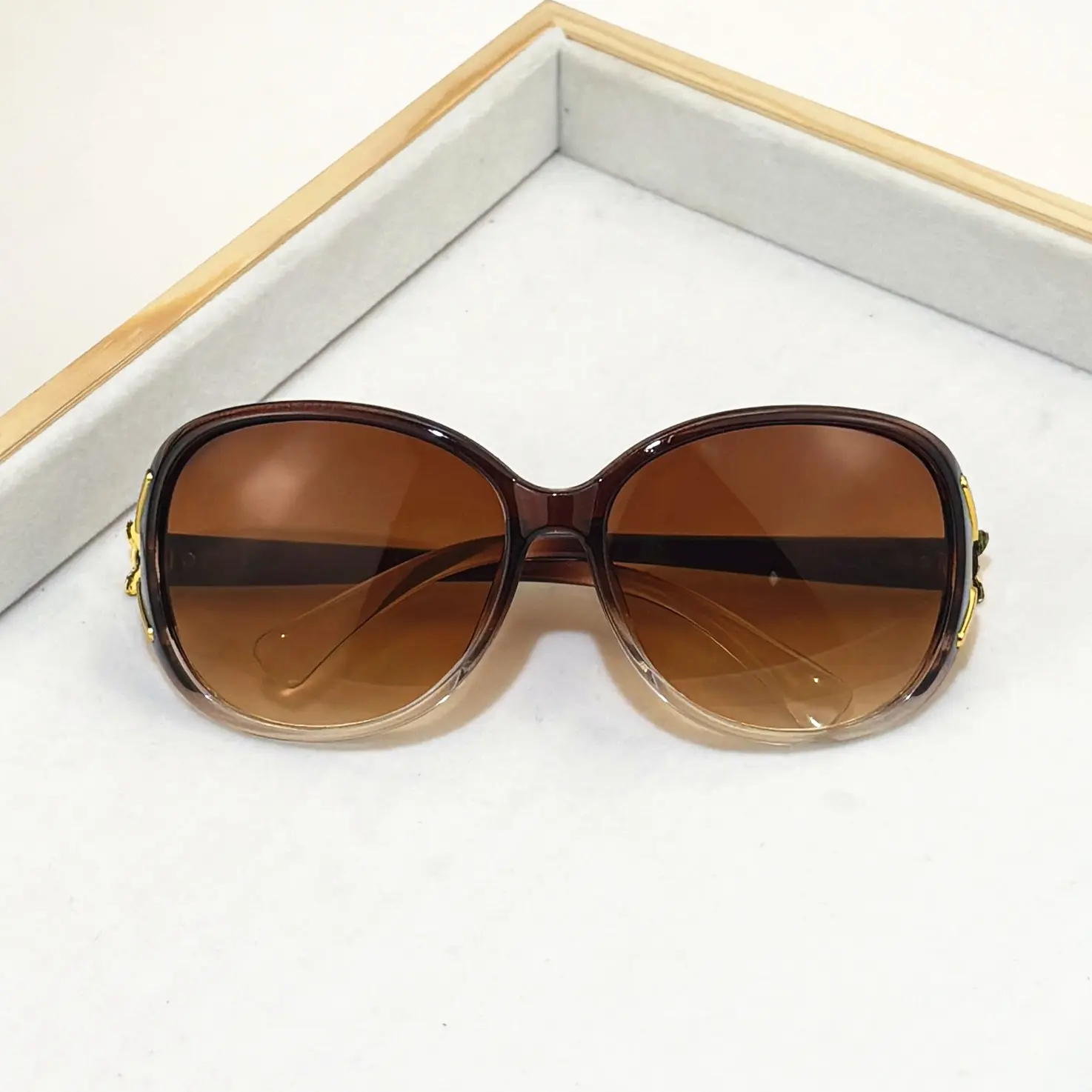 2PCS Fashion Oversized Sunglasses Women Plastic Female Big Frame Gradient Sun Glasses UV400 gafas de sol mujer