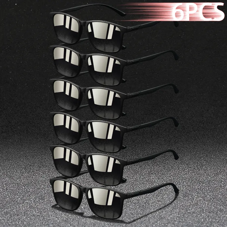 6 PCS Fashion Vintage Square Sunglasses Men WomenDriving Man Luxury Brand Designer Sun Glasses Anti-Glare Retro Eyewear UV400