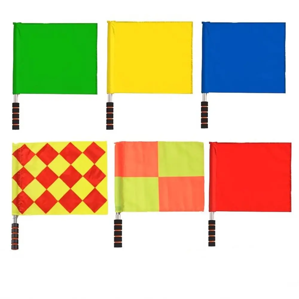 Professional Referee Flag Multi-color Waterproof Linesman Flags with Sponges Handle Issuing Flags Volleyballs Football Supplies