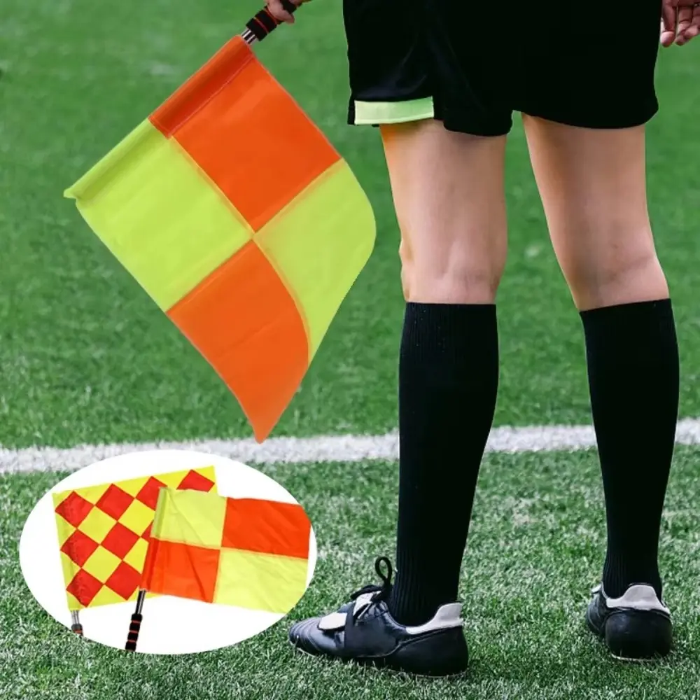 Professional Referee Flag Multi-color Waterproof Linesman Flags with Sponges Handle Issuing Flags Volleyballs Football Supplies