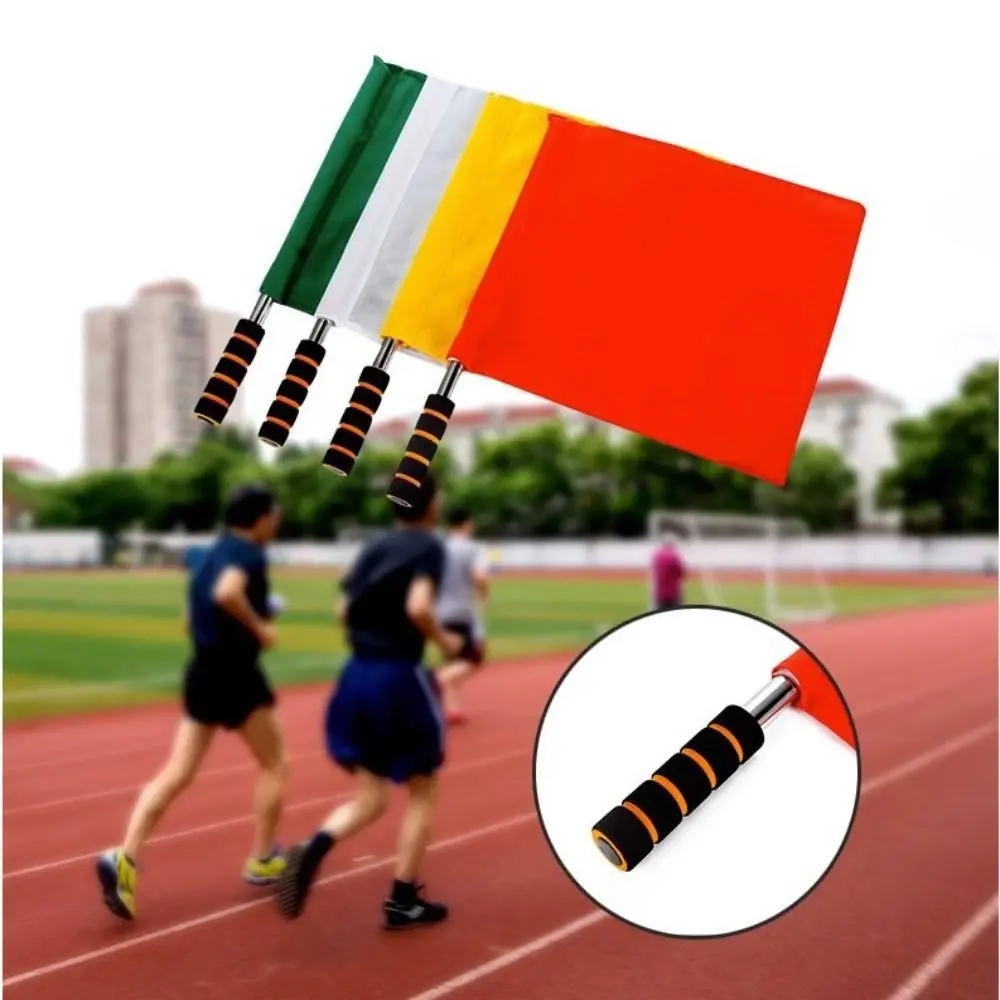 Professional Referee Flag Multi-color Waterproof Linesman Flags with Sponges Handle Issuing Flags Volleyballs Football Supplies
