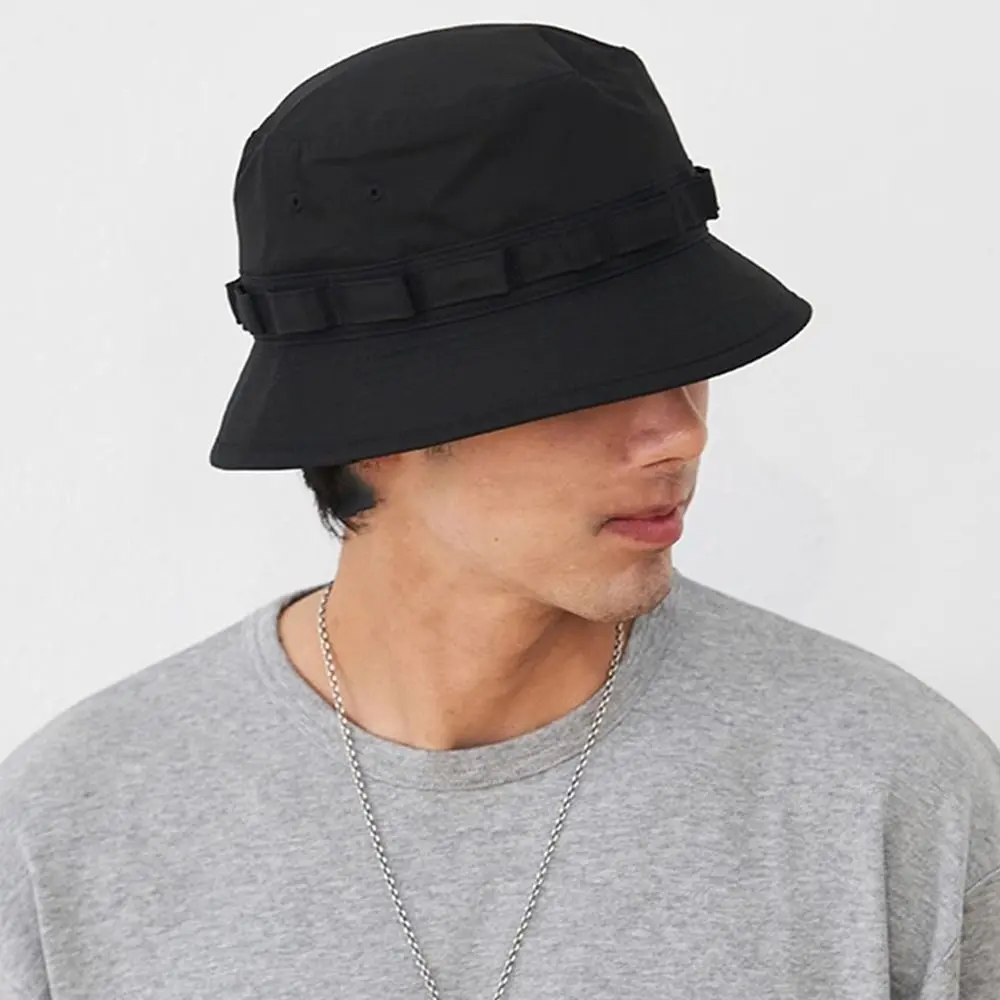 Hiking Caps Four Seasons Cotton Solid Bucket Hat with Small Pocket Fisherman Hat Outdoor Travel Sun Cap for Men and Women