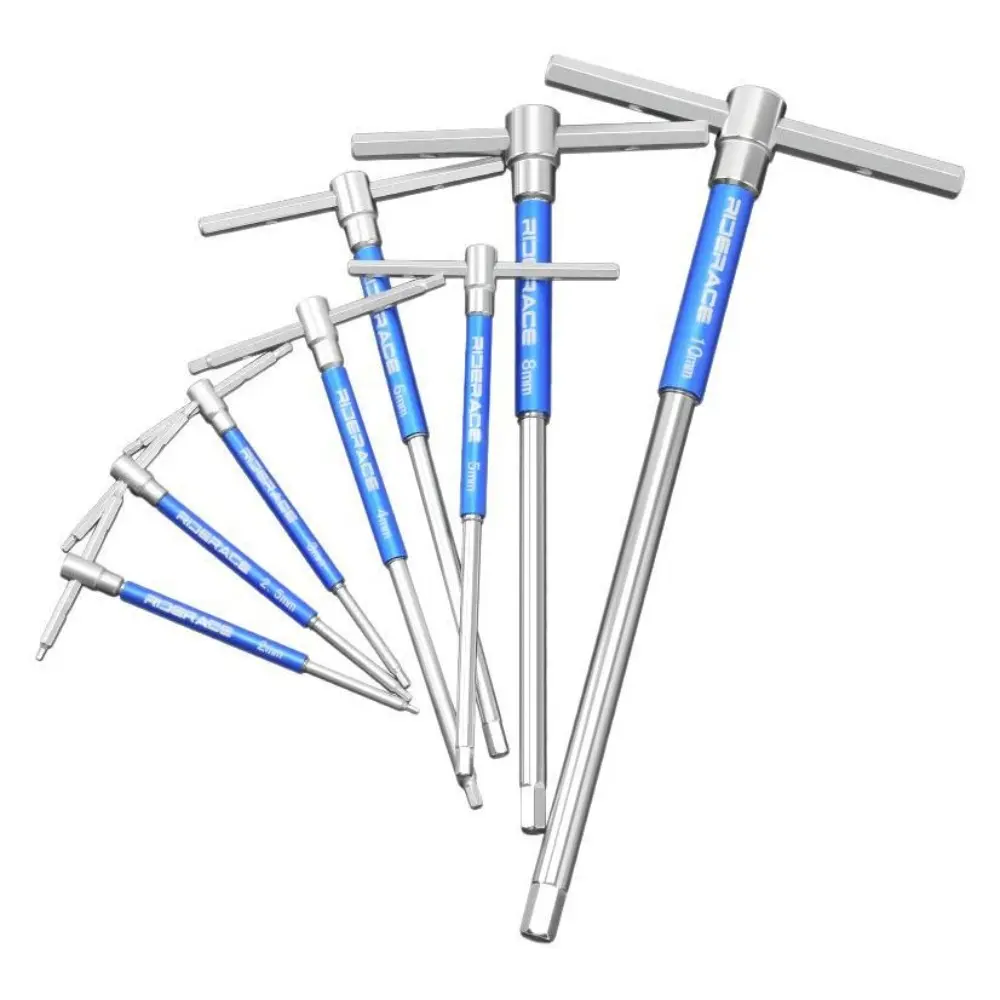 8Pcs RIDERACE Bicycle Allen Hex Key Wrench 2/2.5/3/4/5/6/8/10mm T Handle Bike Inner Hexagon Spanner CRV Steel Bike Repair Tools