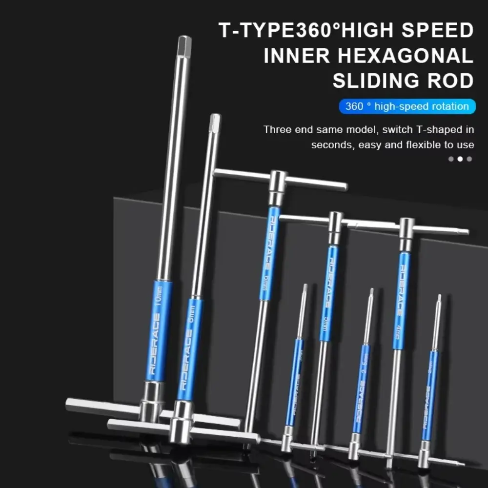 8Pcs RIDERACE Bicycle Allen Hex Key Wrench 2/2.5/3/4/5/6/8/10mm T Handle Bike Inner Hexagon Spanner CRV Steel Bike Repair Tools