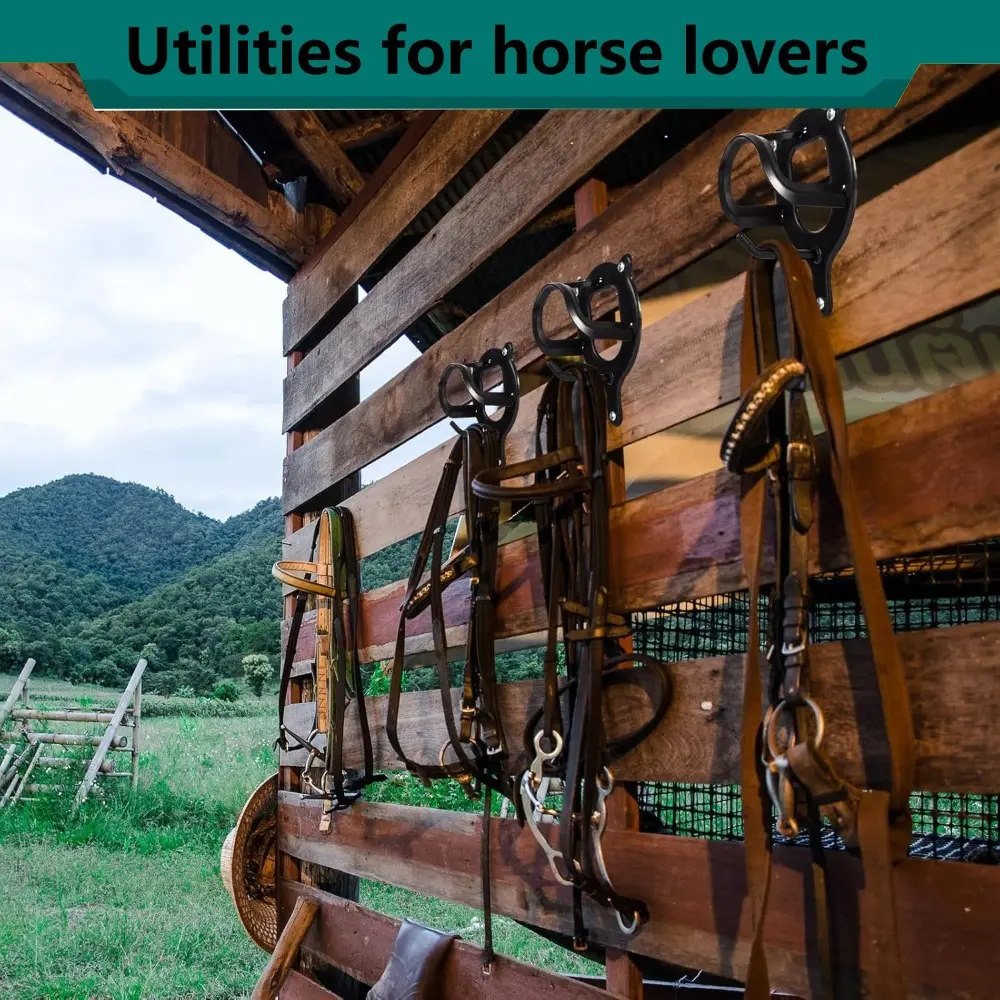 Durable With Hooks Metal Saddle Racks Pipes & Screws Wall Mounted Halter Hanger Multi-Functional Bridle Holder Ranch