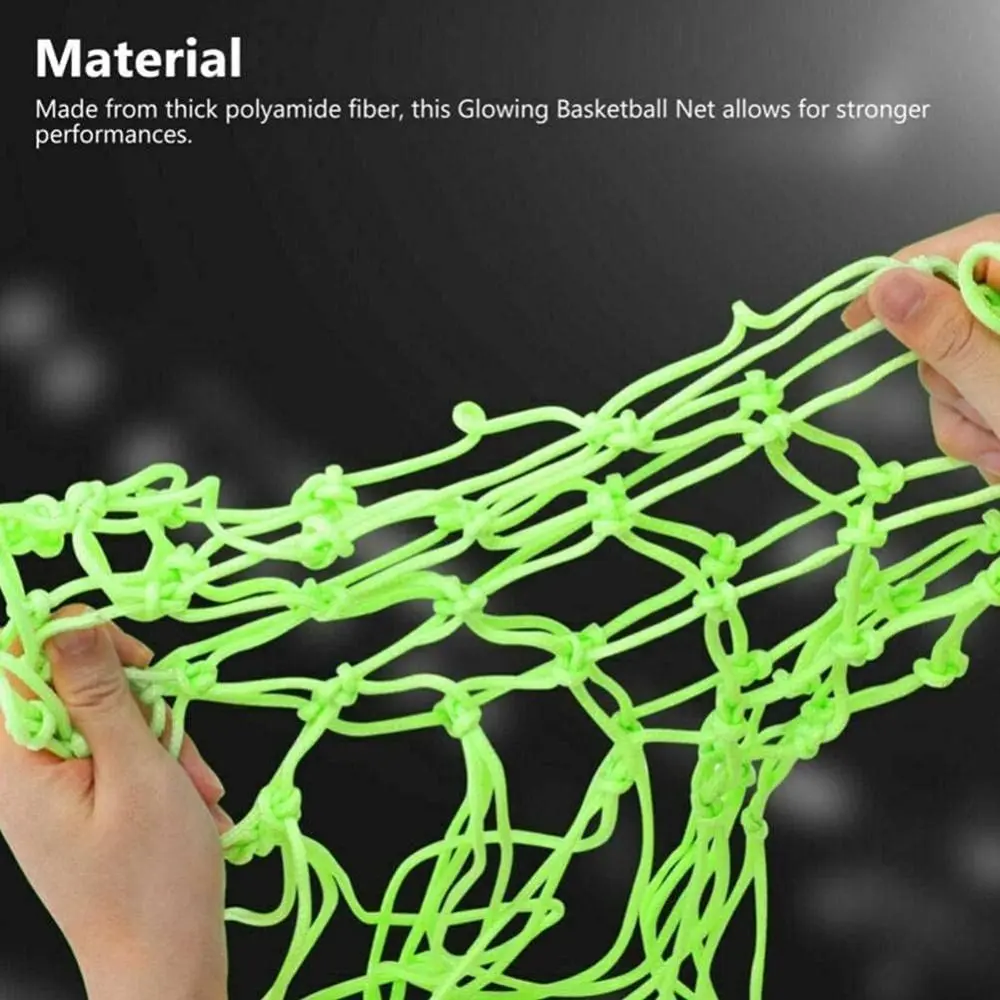 Nylon Glow Basketball Net Standard Size Nightlight Luminous Basketball Net Easy to Install 12 Loop Light-Up Hoop Net Replacement