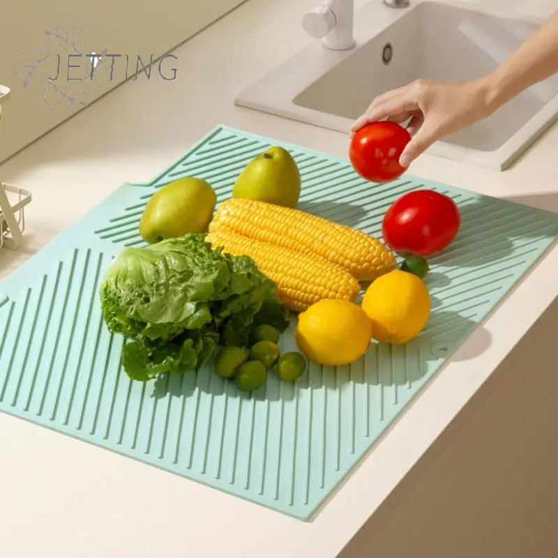 Silicone Drain Pad Drying Mat Pots Dish Drain Mat For Kitchen Tableware Non-slip Mats Anti-scald Coaster Kitchen Utensils