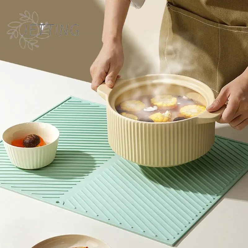 Silicone Drain Pad Drying Mat Pots Dish Drain Mat For Kitchen Tableware Non-slip Mats Anti-scald Coaster Kitchen Utensils