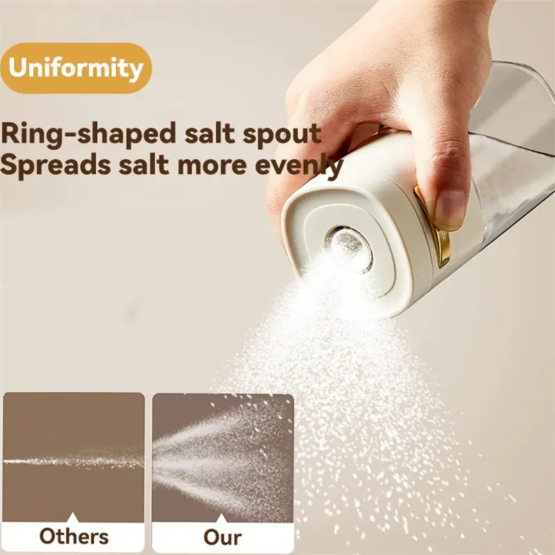 180ml Glass Quantitative Seasoning Jar Press-Type Salt Control Bottle Kitchen Household Seasoning Can Sealed Salt Jar