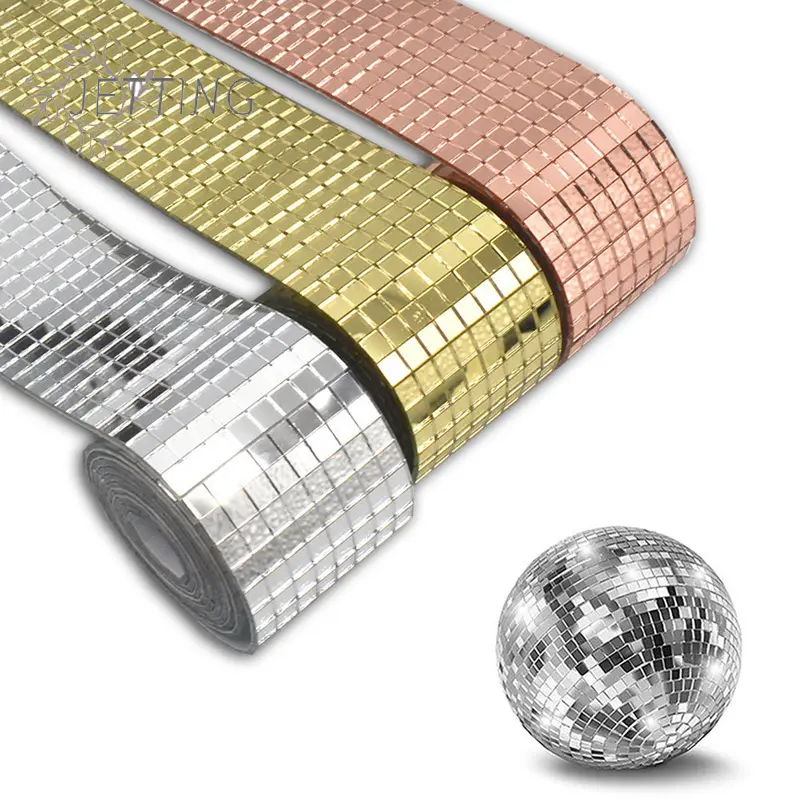 1PC Self-Adhesive Real Glass Craft Stickers Reflective Glass Tape Mini Mirror Mosaic Tiles For Making DIY Hand Crafts Home Decor