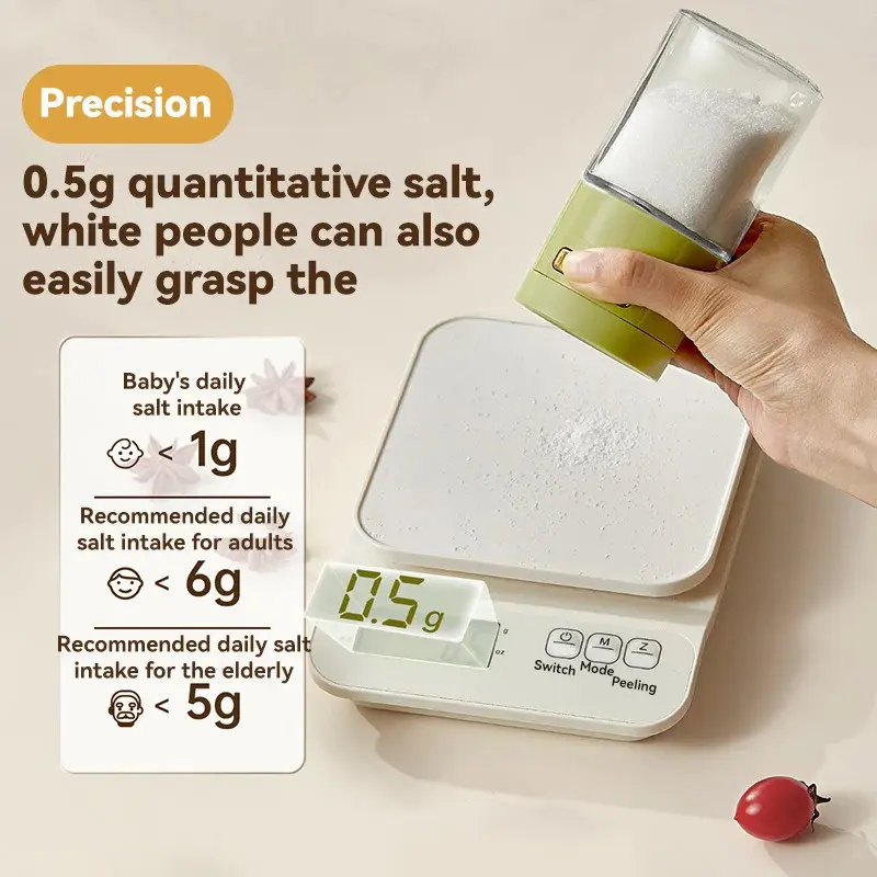 180ml Glass Quantitative Seasoning Jar Press-Type Salt Control Bottle Kitchen Household Seasoning Can Sealed Salt Jar