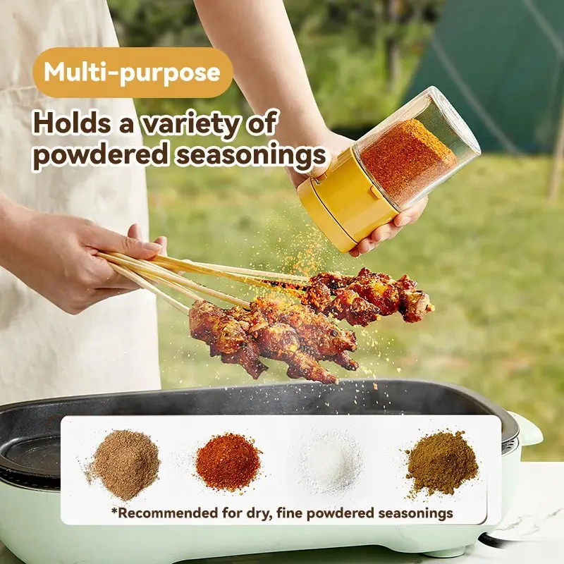 180ml Glass Quantitative Seasoning Jar Press-Type Salt Control Bottle Kitchen Household Seasoning Can Sealed Salt Jar