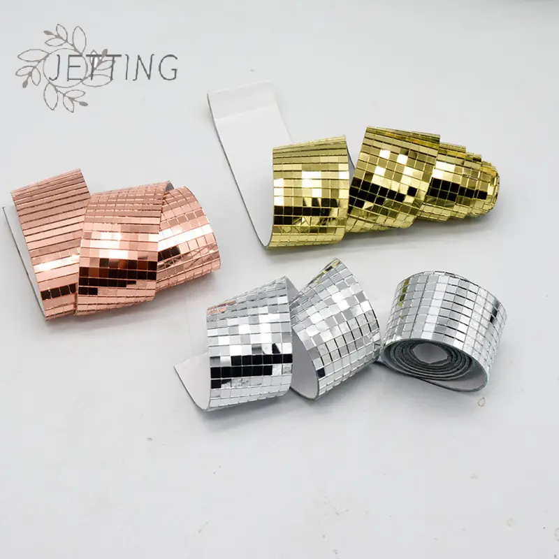 1PC Self-Adhesive Real Glass Craft Stickers Reflective Glass Tape Mini Mirror Mosaic Tiles For Making DIY Hand Crafts Home Decor