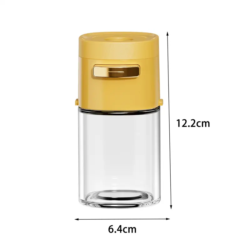 180ml Glass Quantitative Seasoning Jar Press-Type Salt Control Bottle Kitchen Household Seasoning Can Sealed Salt Jar
