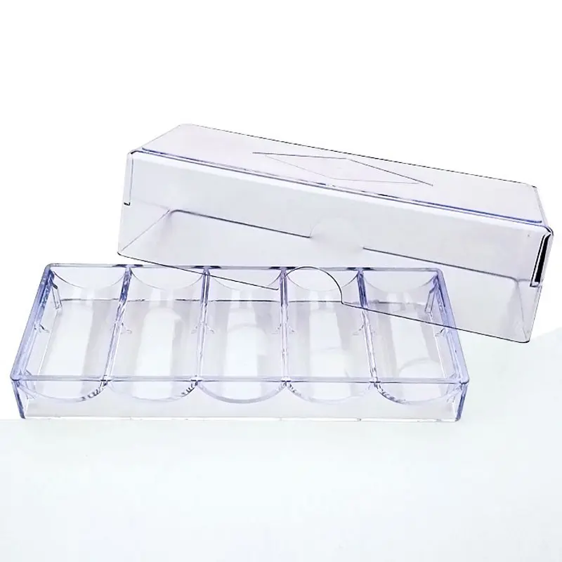 Poker Chips Box Fine Chips Box Casino Gambling Acrylic  Chips Storage Case Transparent With Covers Coin Collection Holder Boxes