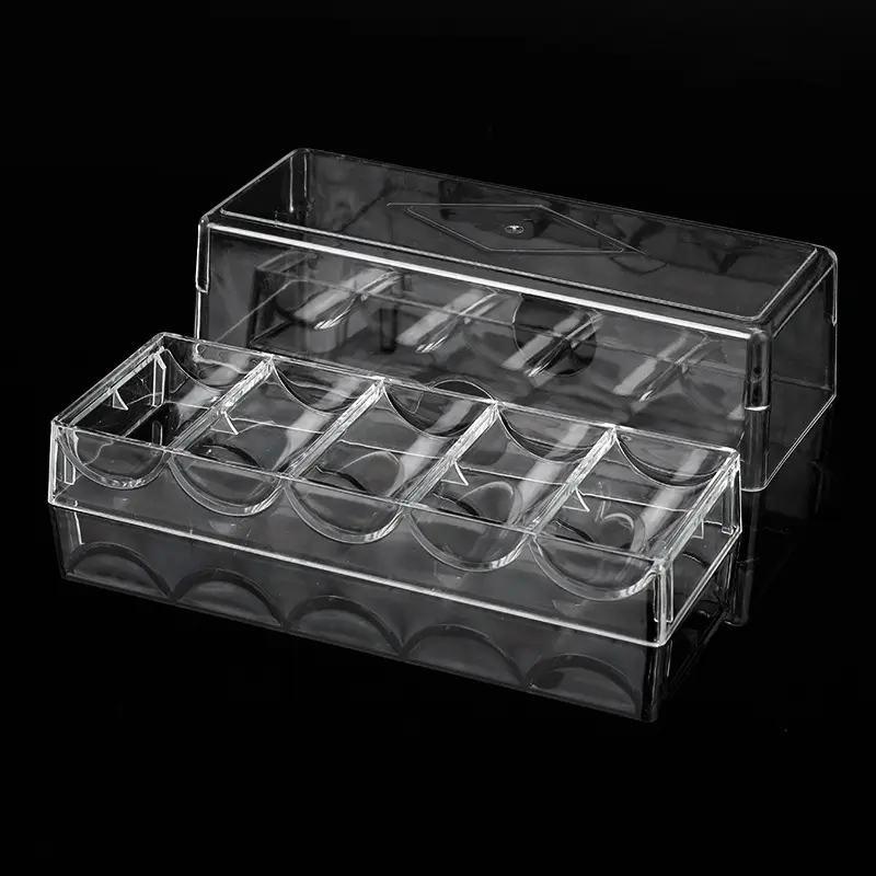 Poker Chips Box Fine Chips Box Casino Gambling Acrylic  Chips Storage Case Transparent With Covers Coin Collection Holder Boxes