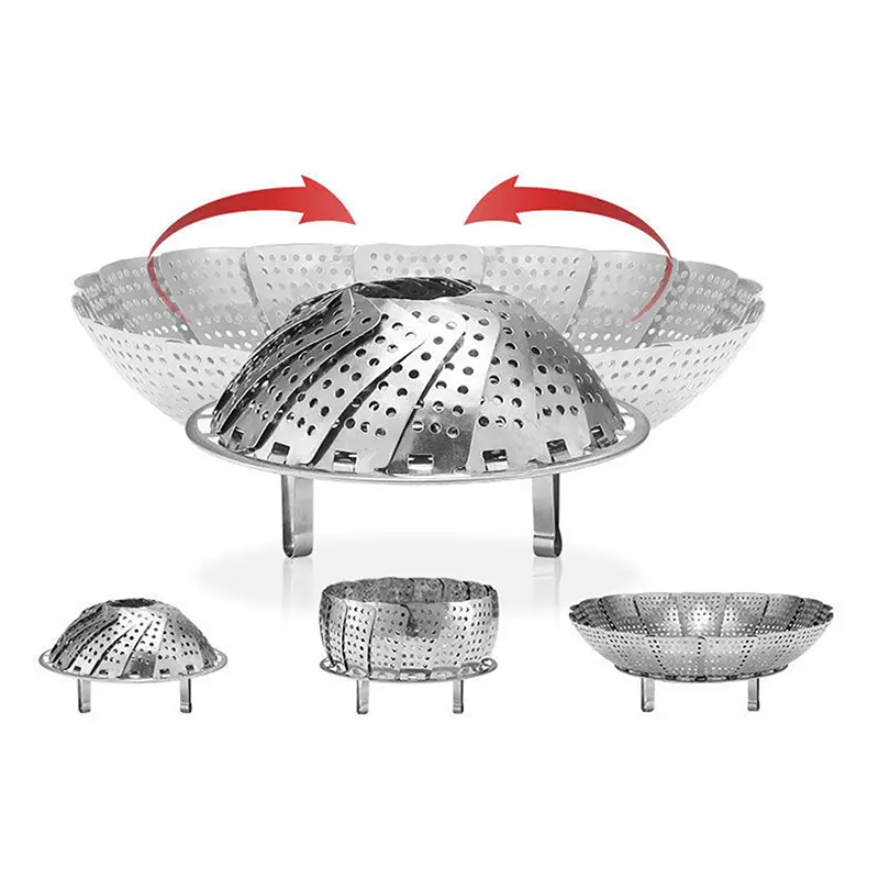 Folding Dish Steam Stainless Steel Food Steamer Basket Fruit Vegetable Cooker Multi-Function Meat Steaming Tray Kitchen Tools