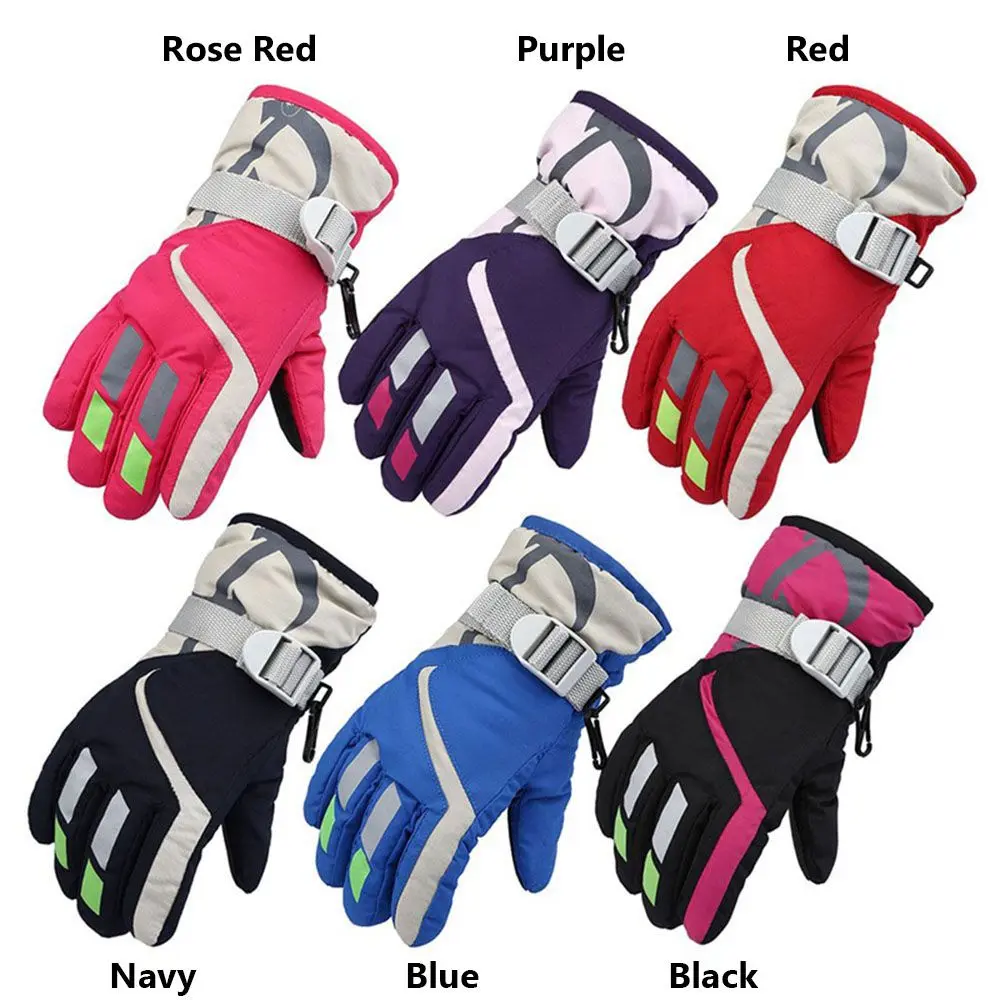 1 Pair Kids Fashion Windproof Gloves Children Ski Gloves Non-slip Mitten Thicken Warm Mitten Kid Waterproof Winter Warm Gloves