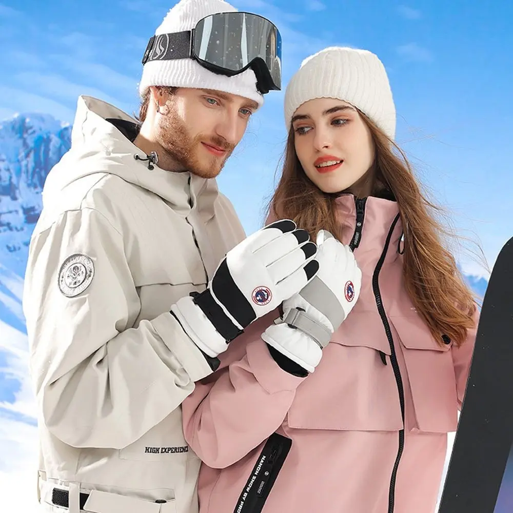 1 Pair Winter Snowboard Ski Gloves Non-slip Touch Screen Waterproof Motorcycle Cycling Plush Warm Riding Gloves