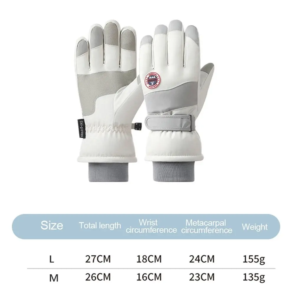 1 Pair Winter Snowboard Ski Gloves Non-slip Touch Screen Waterproof Motorcycle Cycling Plush Warm Riding Gloves