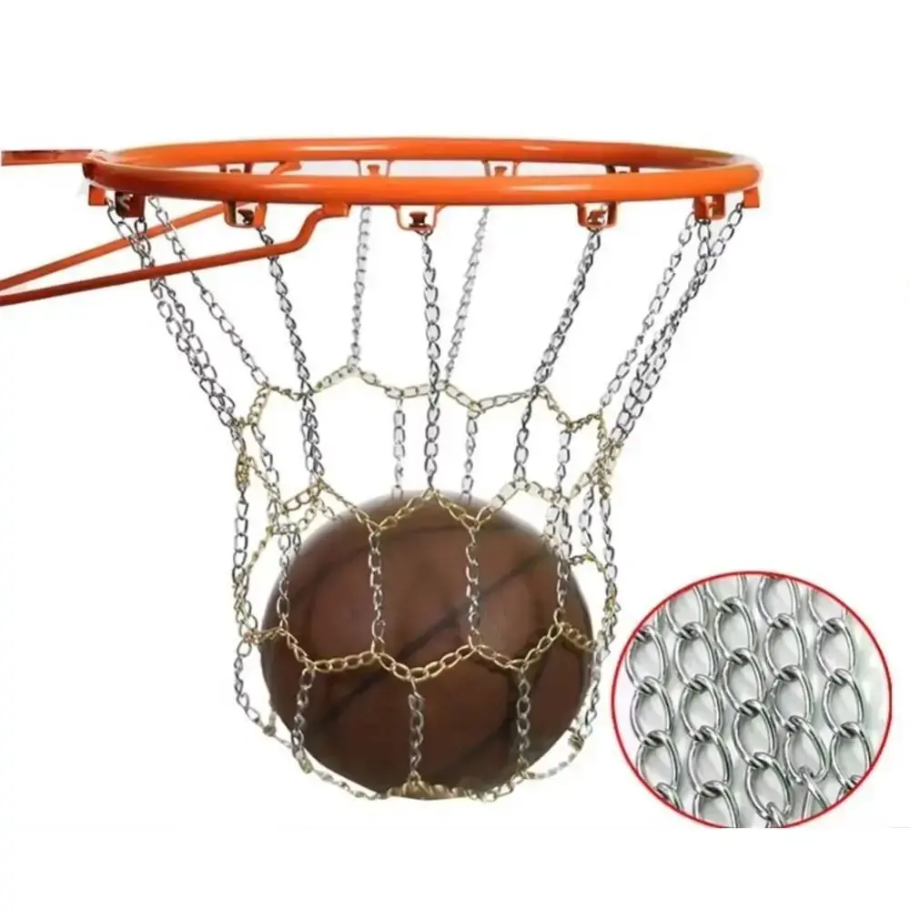 New Galvanized Steel Basketball Target Net Durable Replacement Basketball Hoop Rustproof Heavy Duty Chain Net Outdoor Chain Net