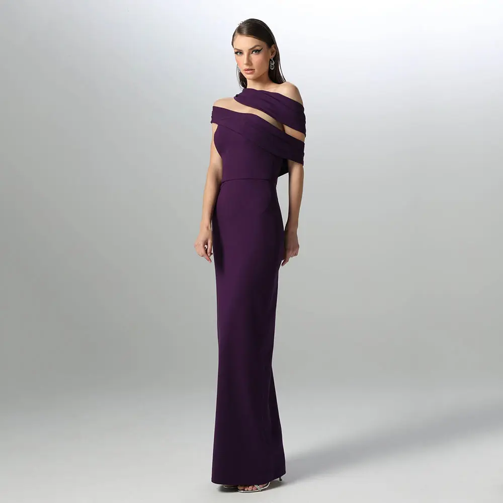 Sexy Evening Dress Purple One Shoulder Sleeveless Column Evening Gowns for Women 2025 Floor Length Formal Party Dresses Long