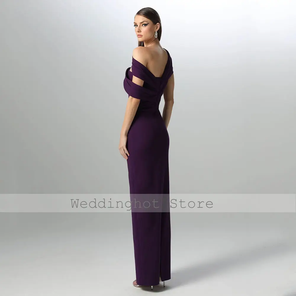 Sexy Evening Dress Purple One Shoulder Sleeveless Column Evening Gowns for Women 2025 Floor Length Formal Party Dresses Long