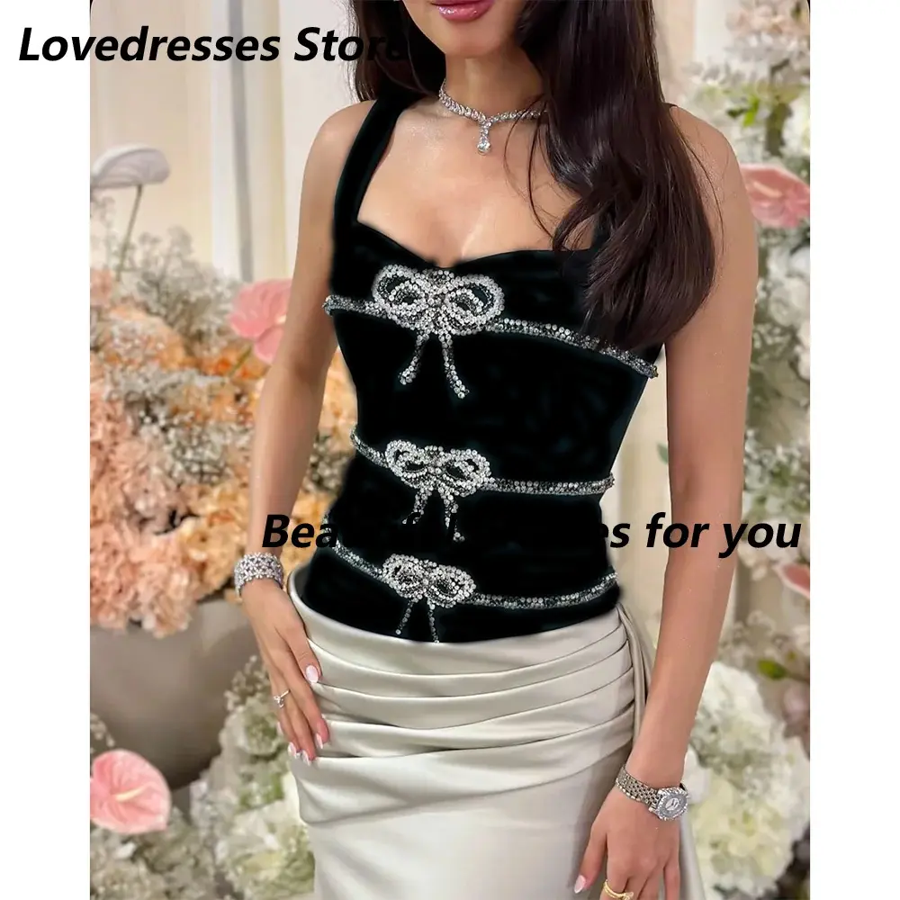 Customized Color Contrast Evening Dress Fashion Sexy Black Top Sweetheart Crystals Pleat Satin Mermaid Long Prom Dress 2025