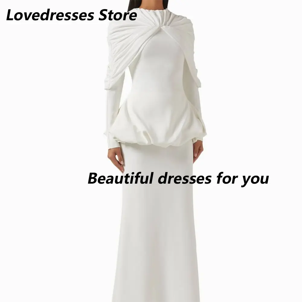 Elegant Mermaid Evening Dress Customized High Neck Long Sleeves Simple Formal Prom Gown for Weddings Party Dresses 2025