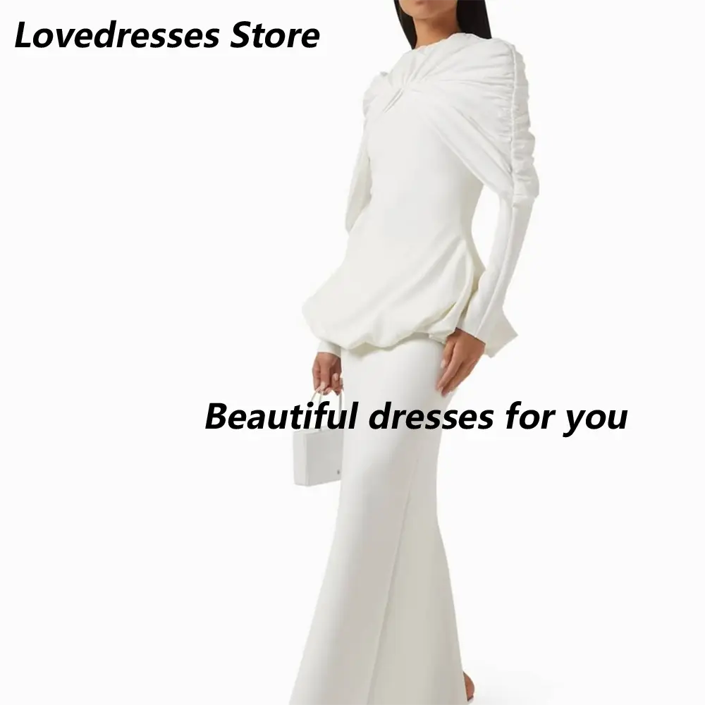 Elegant Mermaid Evening Dress Customized High Neck Long Sleeves Simple Formal Prom Gown for Weddings Party Dresses 2025
