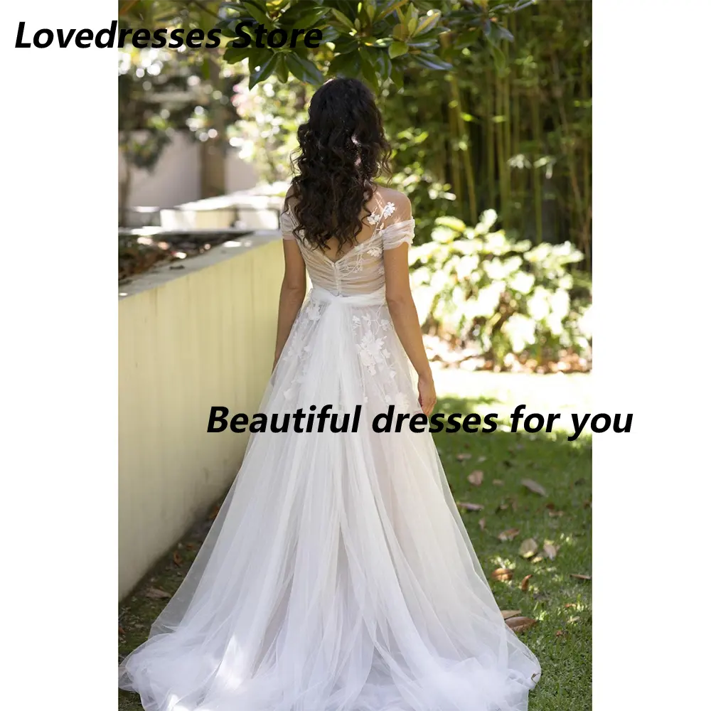 Classic Wedding Dress Customized Floral Applique Off The Shoulder A-Line Bridal Gown Court Train Backless Robe De Mariée