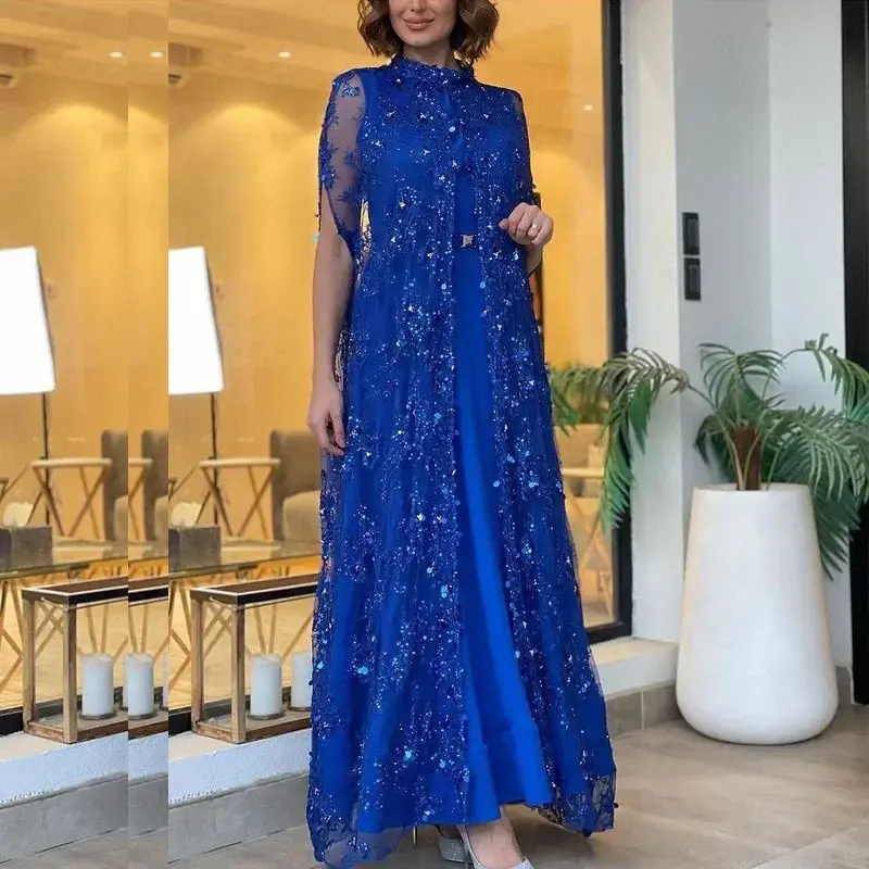 Customized Mother of The Bride Dresses with Jacket 2 Pieces A Line Formal Gown Sequined Coat Arabic Dubai Special Ocn