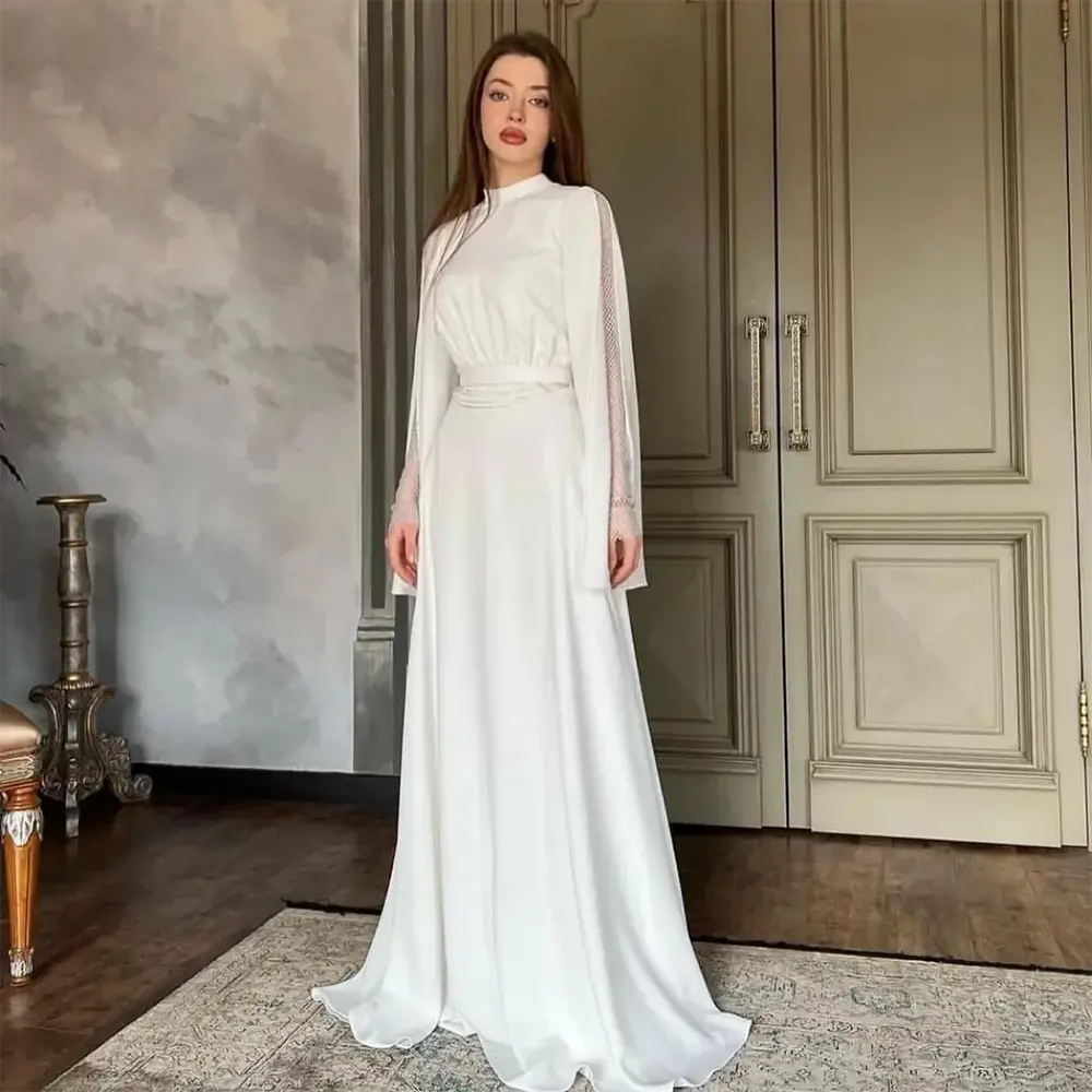 Customized Elegant O-neck Evening Dress A-line Floor Length Birthday Party Gown Prom Dresses 2025 Arabic Robe De Soiree