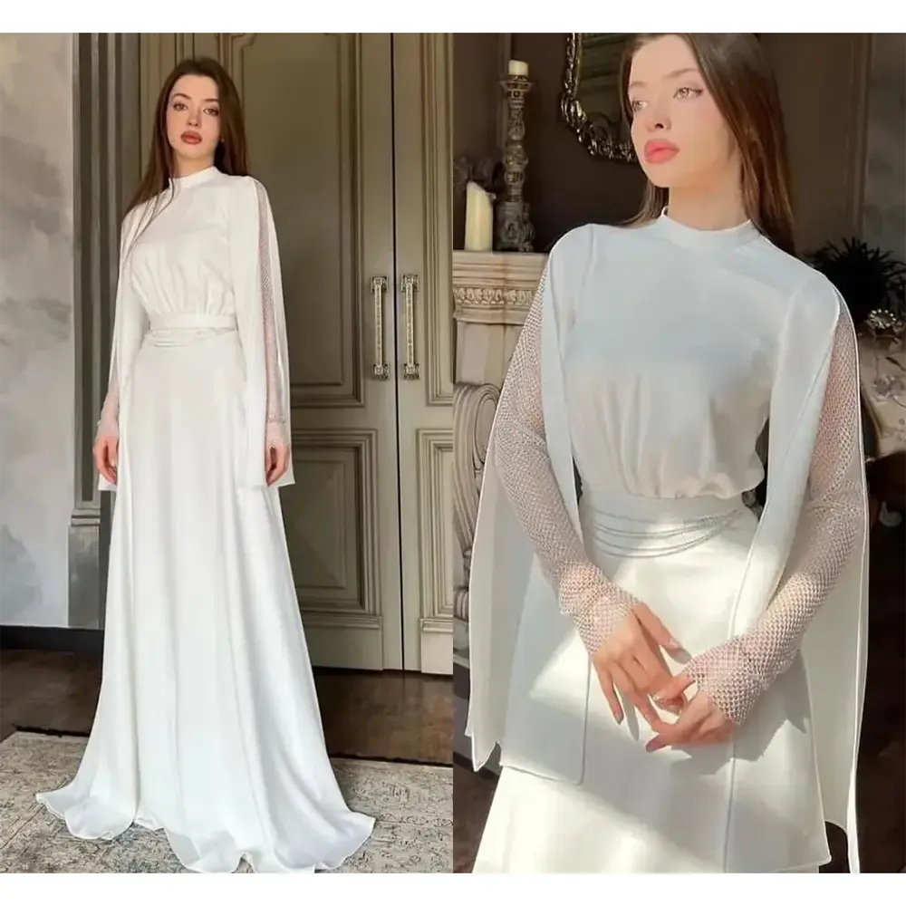 Customized Elegant O-neck Evening Dress A-line Floor Length Birthday Party Gown Prom Dresses 2025 Arabic Robe De Soiree