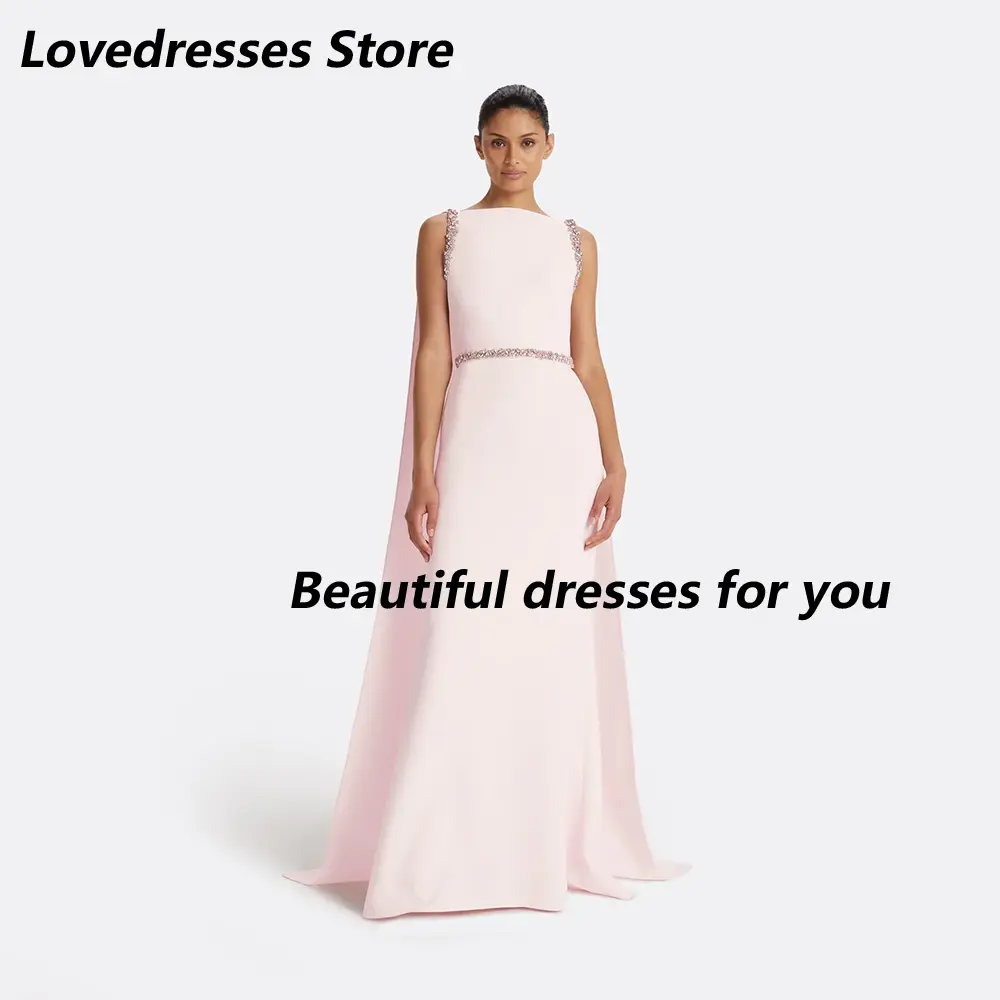 Baby Pink Formal Evening Dresses Mermaid/Trumpet Elegant Wedding Guest Gowns Watteau Train Prom Dress Prom Dress Customized