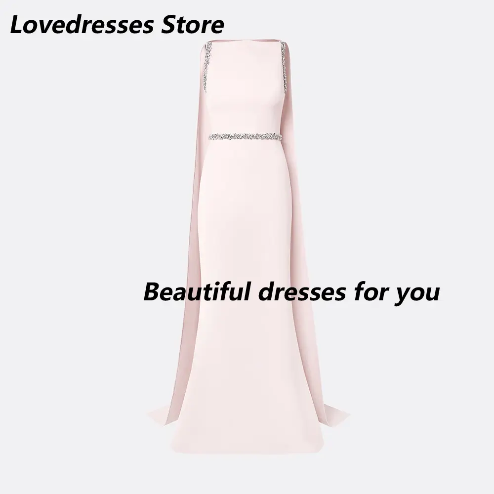 Baby Pink Formal Evening Dresses Mermaid/Trumpet Elegant Wedding Guest Gowns Watteau Train Prom Dress Prom Dress Customized