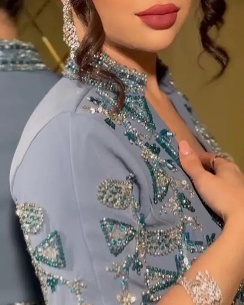 Customized Fashion Sparkle Square Collar Sheath Sequin Prom Dresses Floor Length Long Sleeve Boho Formal Evening Gowns 이브닝드레스 فس