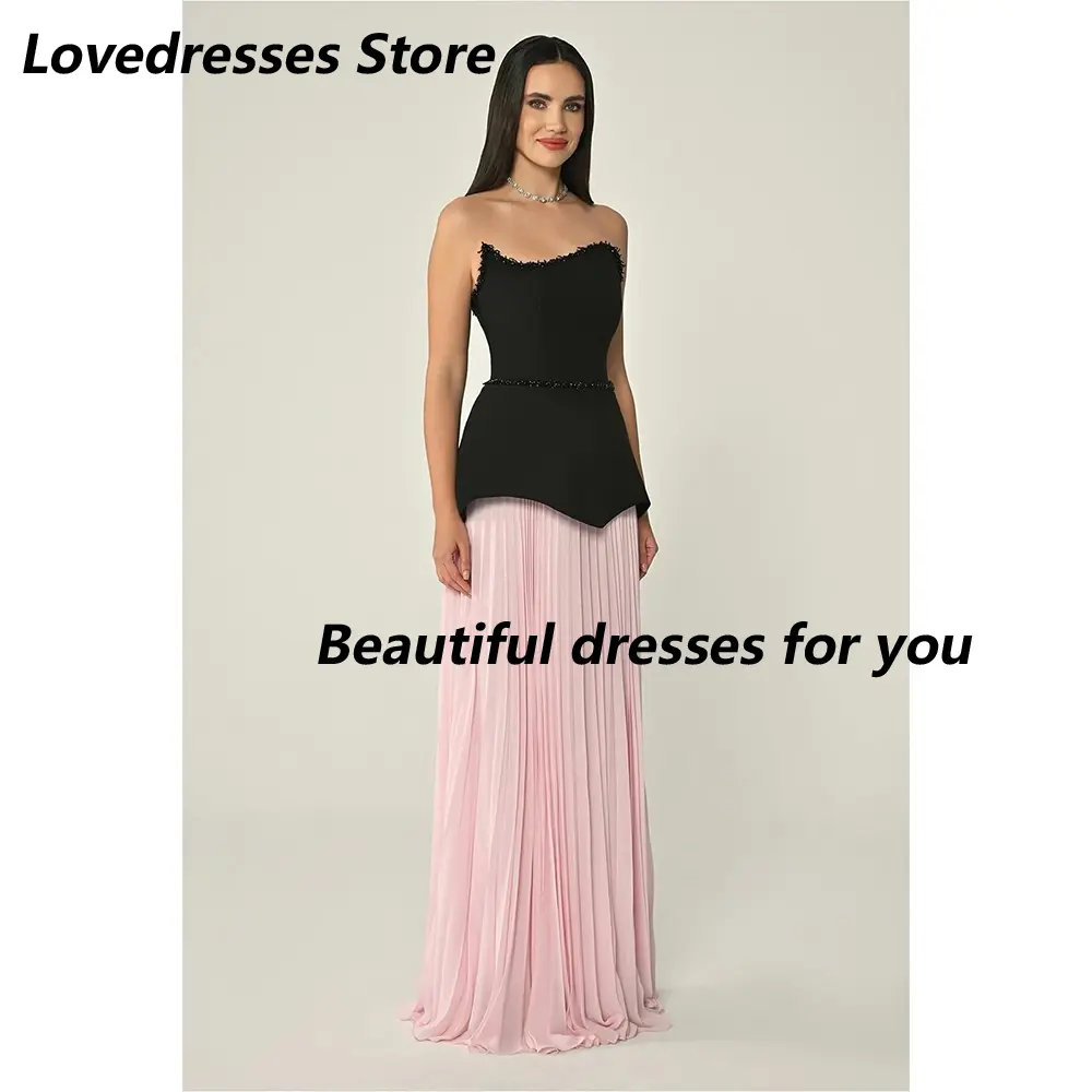 Elegant Wedding Guest Dress Contrast Color Wedding Party Dresses Ruched Chiffon A Line Strapless Party Dresses Woman Customized