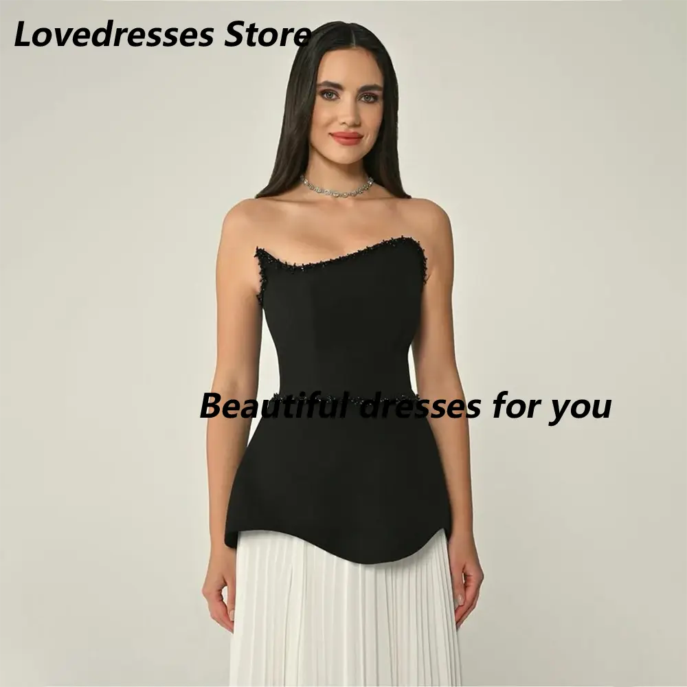 Elegant Wedding Guest Dress Contrast Color Wedding Party Dresses Ruched Chiffon A Line Strapless Party Dresses Woman Customized