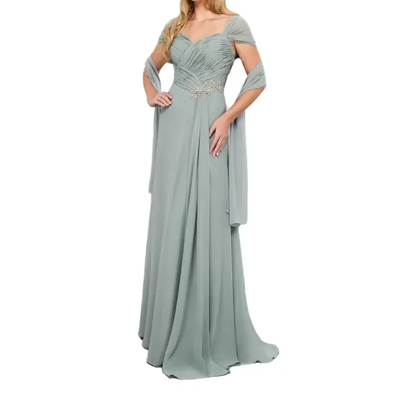 Customized Elegant Chiffon Long Mother's Dresses for Weddings Pleats A Line Wedding Party Gowns 2024 Plus Size Mother of Groom B