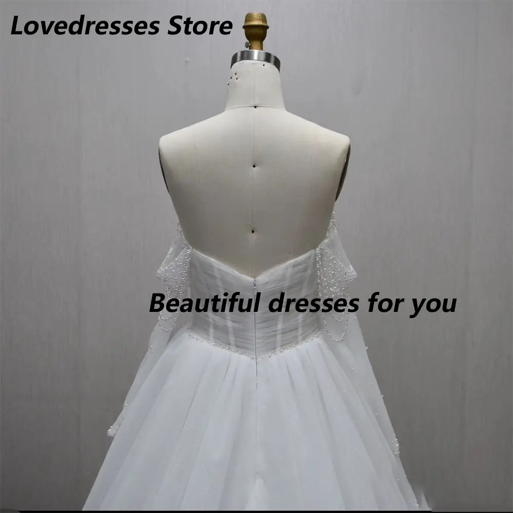 Classic Wedding Dress Customized V Neck Beading Long Sleeves Tulle A Line Woman Bridal Gown Sweep Train Bride Dresses
