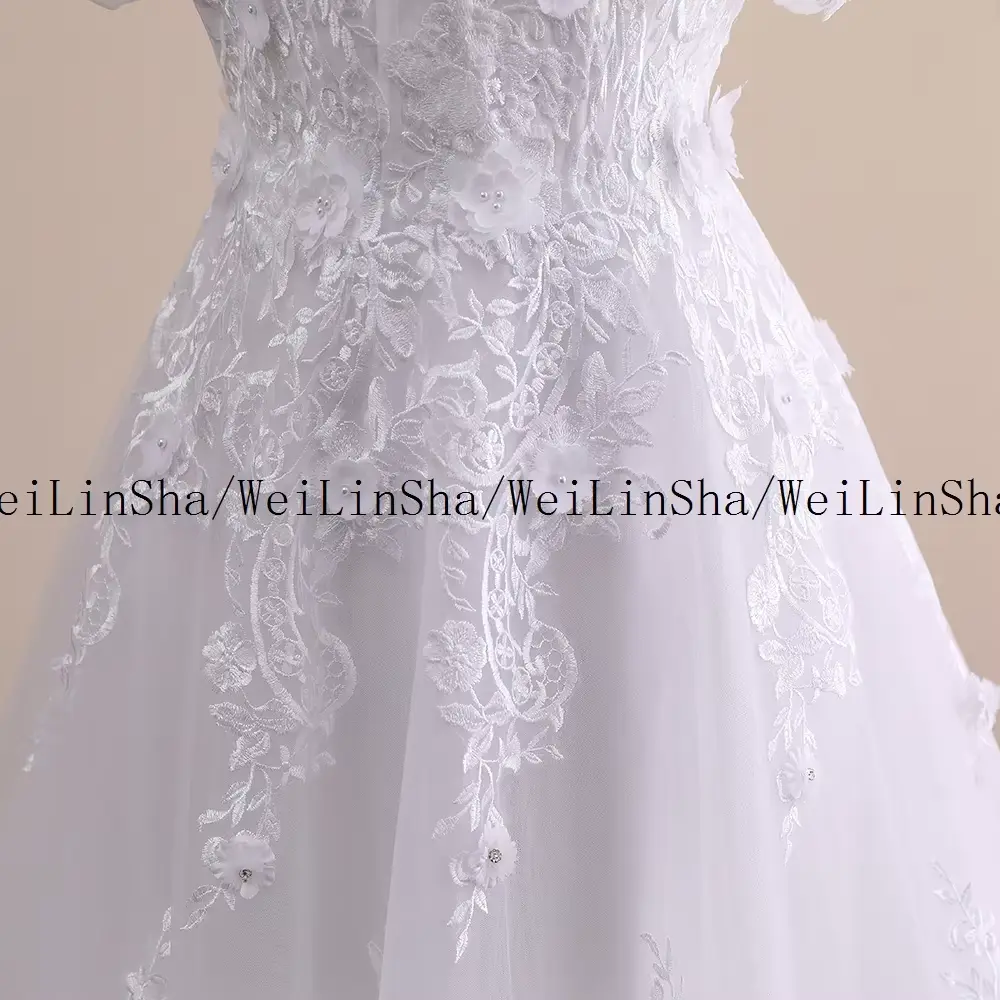 Real Picture Wedding Dress Customized A Line Off The Shoulder Bridal Gowns Lace Tulle Women's Dress Sweetheart Bridal Dress
