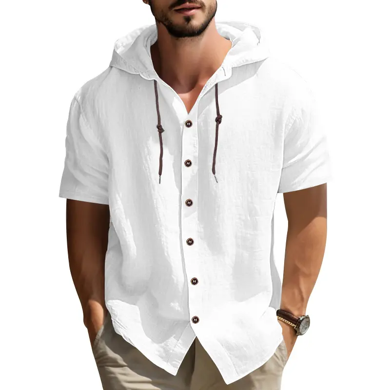 2025 Summer Men's Sports Travel Leisure Short Sleeve Loose Hoodie Fashion Cardigan Trendy Versatile T-shirt Men's Sweatshirt
