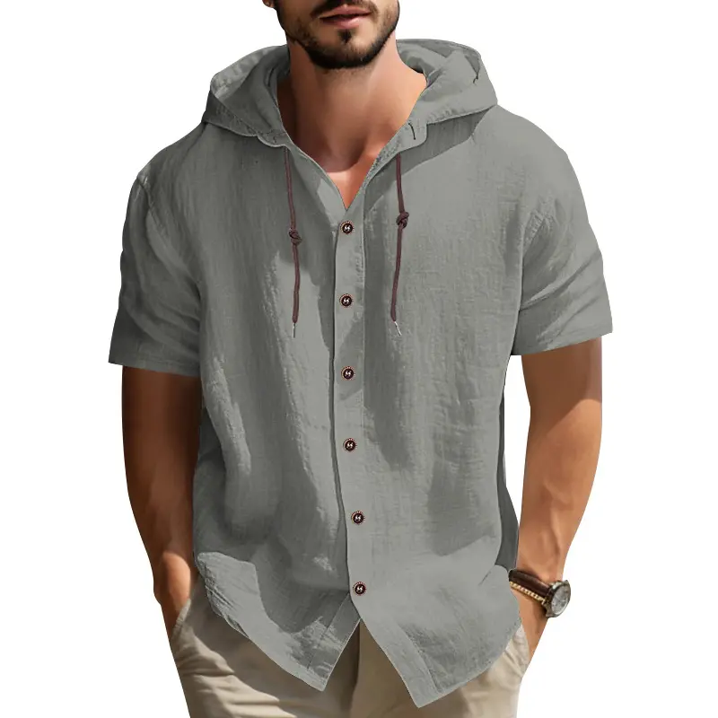 2025 Summer Men's Sports Travel Leisure Short Sleeve Loose Hoodie Fashion Cardigan Trendy Versatile T-shirt Men's Sweatshirt