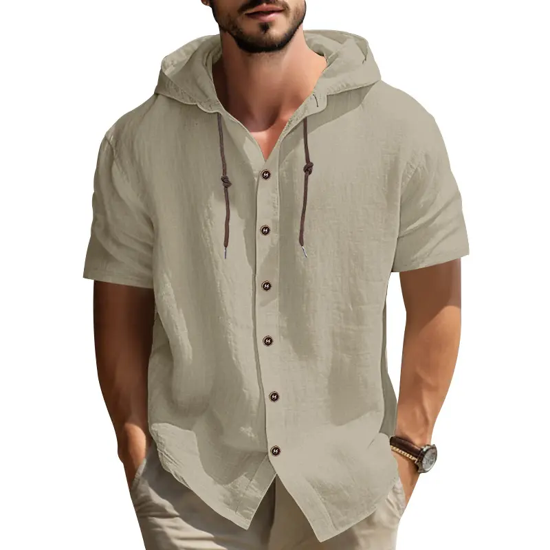 2025 Summer Men's Sports Travel Leisure Short Sleeve Loose Hoodie Fashion Cardigan Trendy Versatile T-shirt Men's Sweatshirt